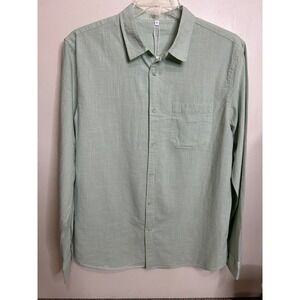 Light Green Button Down‎ Shirt Mens Large Long Sleeve Casual